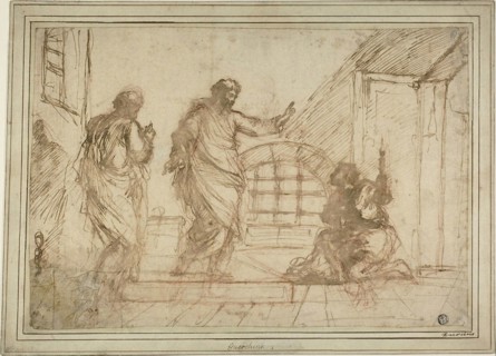 Saint Paul and the Jailer, n.d., Unknown Artist, Italian, 17th century, Italy, Pen and brown ink,