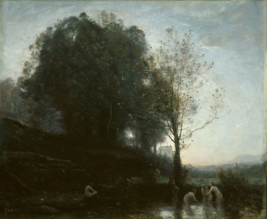 Bathing Nymphs and Child, 1855/60, Jean-Baptiste-Camille Corot, French, 1796-1875, France, Oil on