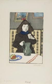 Little Girl with Pot, 1890, Louis Auguste Lepère, French, 1849-1918, France, Woodcut in eighteen