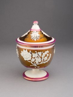 Sugar Bowl with Symbols of England, Ireland, and Scotland, c. 1830, England, Staffordshire,