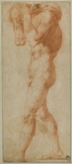Male Nude Walking to Left, Carrying Burden on His Shoulders, n.d., Possibly after Rosso Fiorentino,
