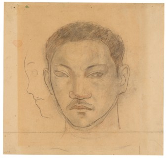 Head of a Tahitian with Profile of Second Head to His Right, 1891/93, Paul Gauguin, French,