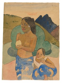Two Tahitian Women in a Landscape, c. 1892, Paul Gauguin, French, 1848-1903, France, Monotype