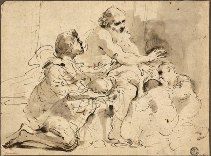 Study for Jacob Blessing the Sons of Joseph (recto), Sketches: Saint Christopher, Two Figures in
