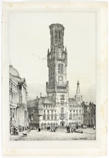 La Halle, Bruges, 1833, Samuel Prout (English, 1783-1852), probably printed by Charles Joseph