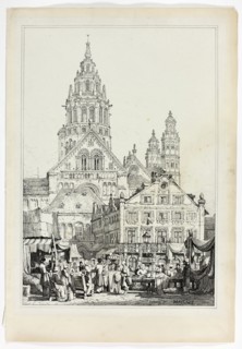 Cathedral at Mayence, 1833, Samuel Prout (English, 1783-1852), probably printed by Charles Joseph