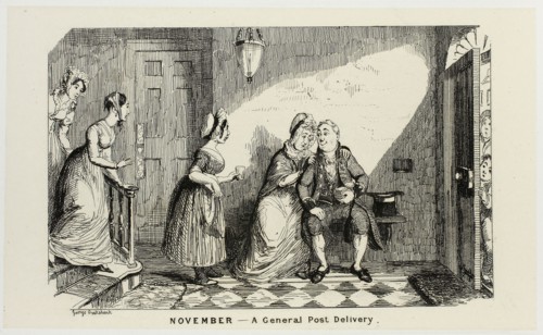 November, A General Post Delivery in Opposition from George Cruikshank’s Steel Etchings to The