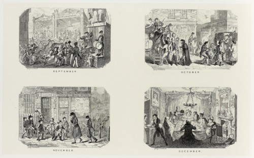 September from George Cruikshank’s Steel Etchings to The Comic Almanacks: 1835-1853 (top left),