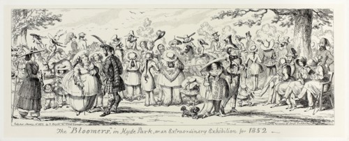 The Bloomers in Hyde Park, or an Extraordinary Exhibition for 1852 from George Cruikshank’s Steel