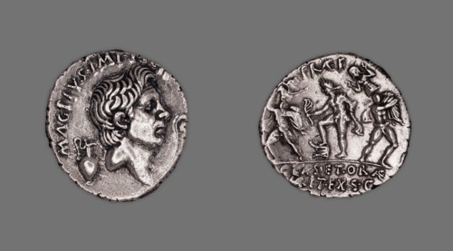 Denarius (Coin) Portraying Pompey the Great, 42/40 BC, issued by Roman Republic, Sextus Pompeius