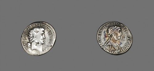 Denarius (Coin) Portraying Mark Antony and Queen Cleopatra VII, Ptolemaic Period, (about 32 BC),