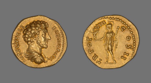 Aureus (Coin) Portraying Emperor Marcus Aurelius, AD 153/54, issued by Antoninus Pius, Roman,