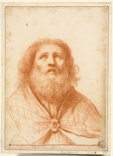 Bust of Saint or High Priest, c. 1645, Attributed to Guercino, Italian 1591-1666, Italy, Red chalk