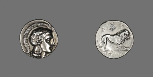 Stater (?) (Coin) Depicting the Goddess Athena, 4th/mid–3rd century BC, Greek, Velia, Silver, Diam.