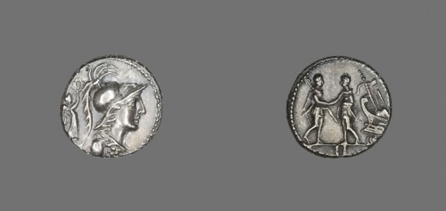 Denarius (Coin) Depicting the Goddess Minerva, 87 BC, Ancient Italian (Marsic Confederation),