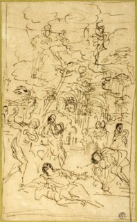 The Martyrdom of Saint Stephen, c. 1660, Pietro da Cortona, Italian, 1596-1669, Italy, Pen and