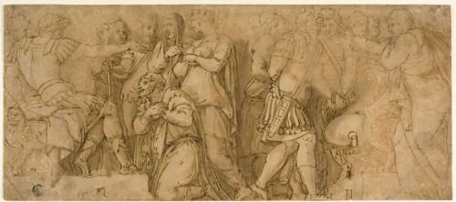 Family of Darius before Alexander, Prisoners before a Senator, late 16th century, After Polidoro