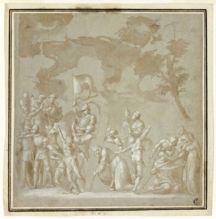 Calvary, n.d., Attributed to Pedro Machuca, Spanish, c. 1495-1550, Spain, Pen and brown ink and