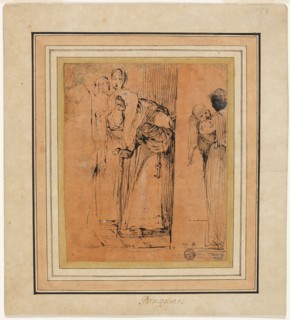 Old Woman with Cane in Door, with Black Maid Holding Child, and Other Figures, c. 1580, Follower of