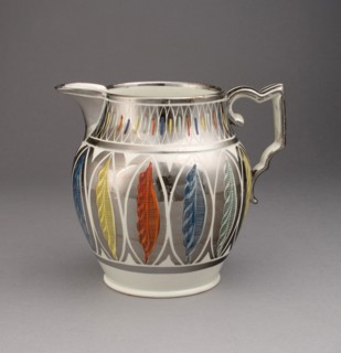 Pitcher, 1810/20, England, Staffordshire, Staffordshire, Lead-glazed earthenware with lustre