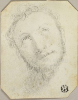 Head of Bearded Man Looking Upwards, n.d., Jonathan Richardson (English, 1665-1745), after Federico