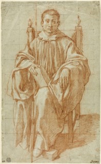 Seated Youth Wearing a Monk’s Habit: Study for Saint Benedict, 1590, Bartolomeo Cesi, Italian,