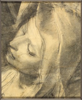Head of the Swooning Virgin: Study for the Deposition (recot) Base of Column (verso), 1568/69,