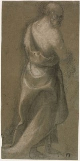 Standing Draped Male Figure in Three-quarters Profile (recto), Putto (verso), 1540/50, Follower of