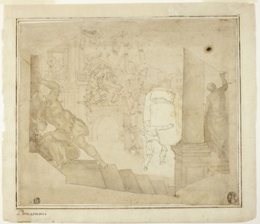 Death of Samson, n.d., probably Italian, Late 16th Century, Italy, Pen and brown ink with brush and