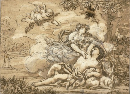 Diana and Endymion, n.d., probably after Ciro Ferri, Italian, 1634-1689, Italy, Pen and brown ink,