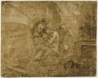 Christ Stripped of His Garments, n.d., Lorenzo Garbieri, Italian, 1580-1654, Italy, Pen and brown