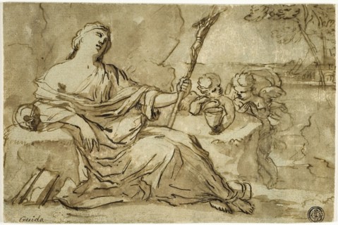 Magdalene in the Wilderness with Two Putti, n.d., François Perrier (French, 1590-1650), after Guido
