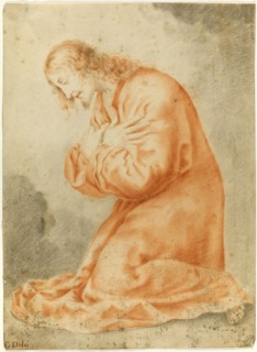 Christ Kneeling, n.d., After Carlo Dolci, Italian, 1616-1686, Italy, Red and black chalk on ivory