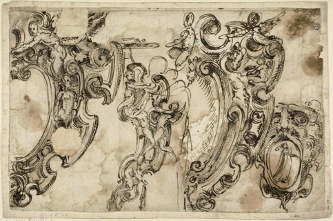Sketches of Decorative Motifs (recto), Sketch of Decorative Motif (verso), 1629/60, Attributed to