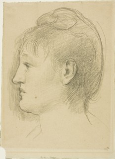 Head of a Woman, c. 1890, Pierre Puvis de Chavannes, French, 1824-1898, France, Black chalk on tan