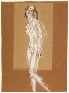 Standing Female Nude, 1882/93, Arthur B. Davies, American, 1862-1928, United States, Black crayon