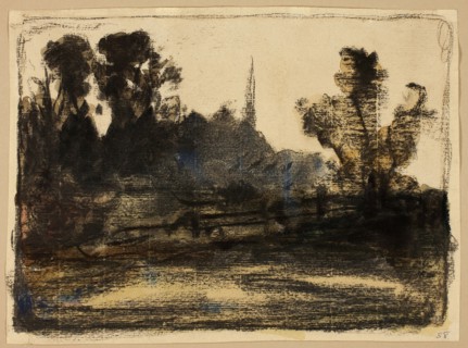 Landscape, n.d., William Morris Hunt, American, 1824-1879, United States, Charcoal over watercolor