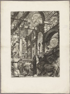 The Lion Bas-Reliefs, plate 5 from Imaginary Prisons, 1761, Giovanni Battista Piranesi, Italian,