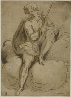 Seated Saint John the Baptist, 1560/70, School of Luca Cambiaso, Italian, 1527-1585, Italy, Pen and