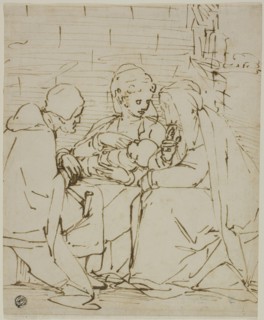 Holy Family with Saint Anne, c. 1570, School of Luca Cambiaso, Italian, 1527-1585, Italy, Pen and