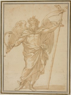 Father Time, n.d., Attributed to Alessandro Algardi, Italian, 1598–1654, Italy, Pen and brown ink