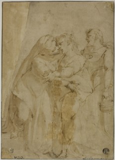 Visitation, c. 1555, Luca Cambiaso, Italian, 1527-1585, Italy, Pen and brown ink, with brush and