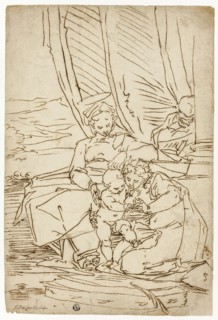 Holy Family with Saint Catherine, 1570/90, Attributed to Luca Cambiaso, Italian, 1527-1585, Italy,