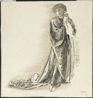 Kneeling Draped Figure, c. 1865–70, Sir Edward Burne-Jones, English, 1833-1898, England, Graphite