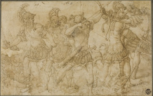 Fighting Warriors, c. 1540, Unknown Artist, Italian, Mantuan, late 16th century, Italy, Pen and