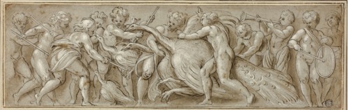 Putti with Peacocks and Musical Instruments, n.d., Workshop of Lattanzio Gambara, Italian, c.