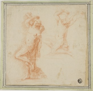 Two Sketches of Saint Sebastian, c. 1639, Attributed to Simone Cantarini, Italian, 1612-1648,
