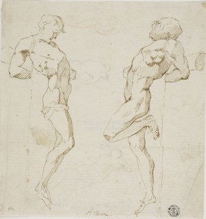 Studies for Thieves on the Cross (recto), Sketch of Figures (verso), n.d., Attributed to Pietro