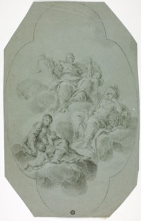 Allegorical Ceiling Decoration with Justice, Charity, and Fortitude, n.d., Follower of Stefano
