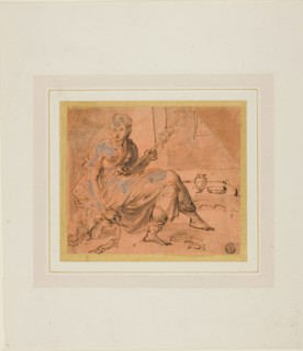 Seated Woman with Spindle, n.d., Circle of Francesco de’Rossi, called Salviati, Italian, 1510-1563,